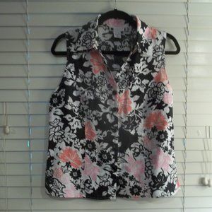 Carole Little - Sleeveless Top, Lots of Colorful Flowers ** ECU **